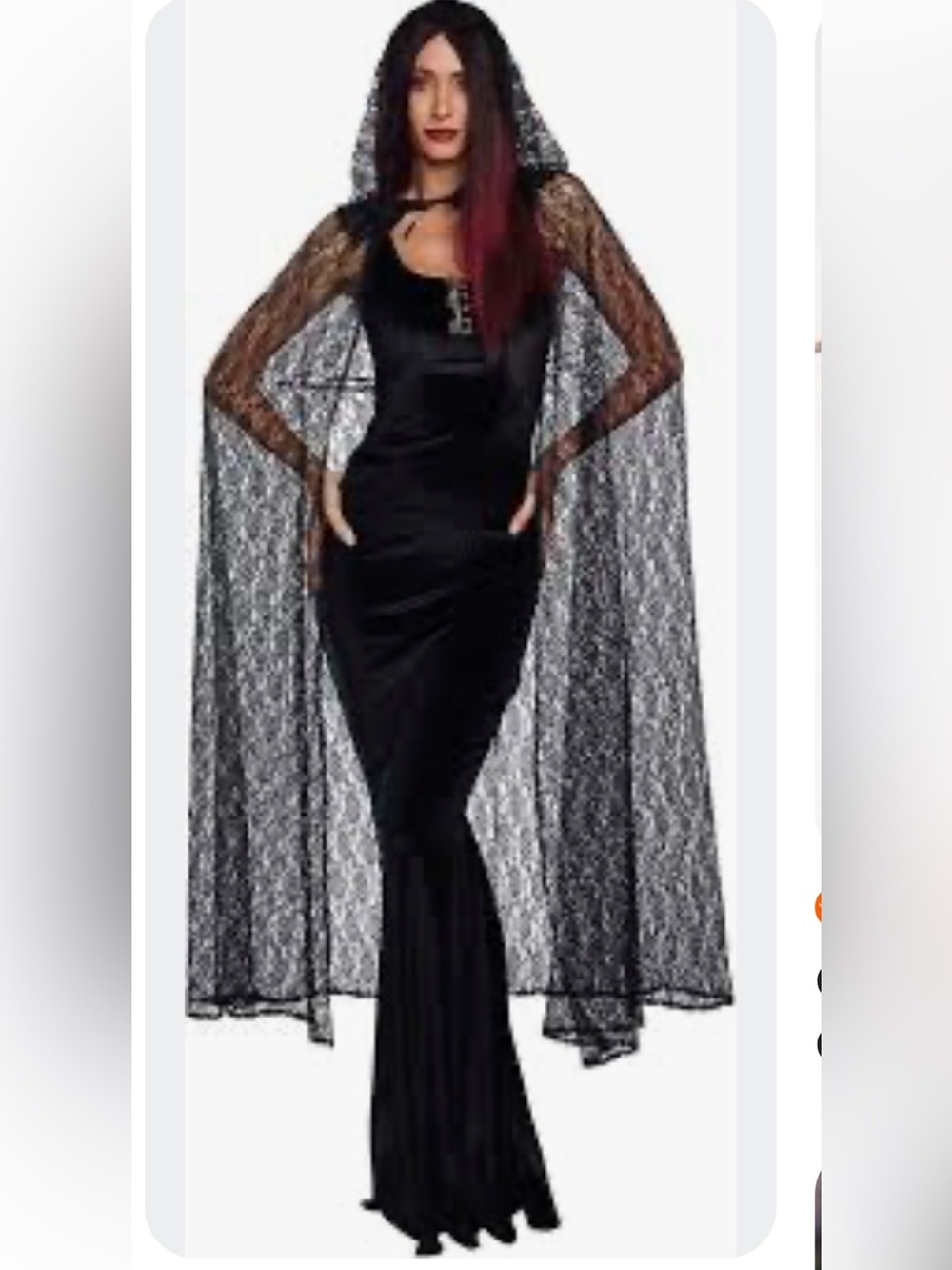 Hooded Skull Lace Cape - Black